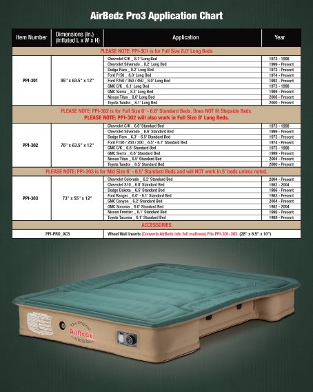 AirBedz Pro3 by Pittman Outdoors - PPI 303 Mid-Size 6.0'-6.5' Standard Bed with Built-in DC Air P...