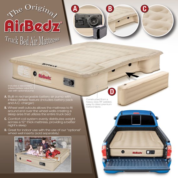 AirBedz Tan by Pittman Outdoors - PPI 504 Full Size 5.5'-5.8' Short Bed with Built-in Rechargeabl...