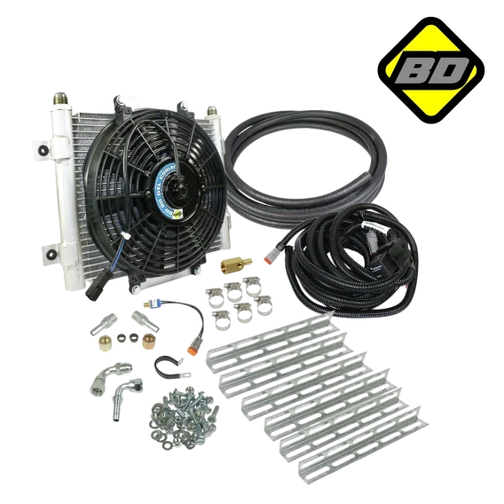 BD Xtrude Transmission Cooler with Fan - Complete Kit 1/2in Lines