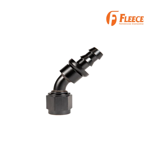 -6 45 Deg to Hose Barb Black Fleece Performance