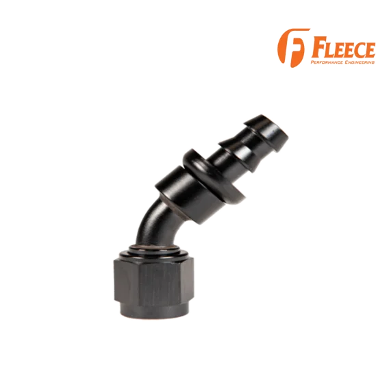 -8 45 Degree to Hose Barb Black Fleece Performance