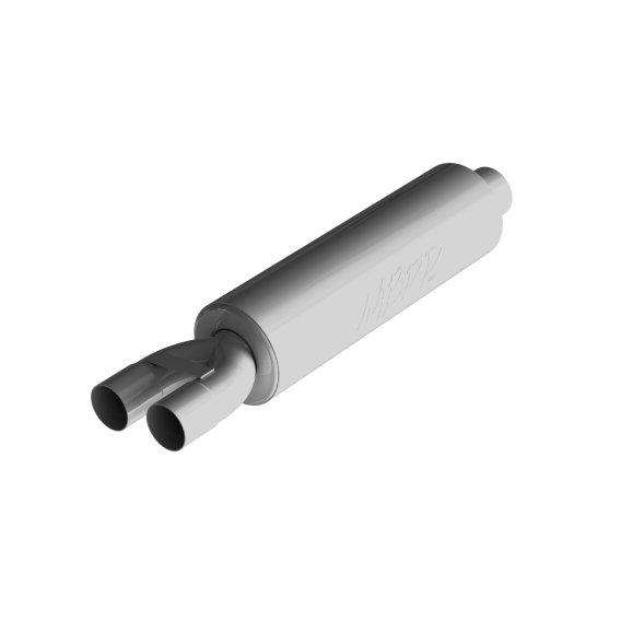 3 Inch Exhaust Pipe ID Inlet/Dual 2.5 Inch ID Outlet 30 Inch Chambered Muffler Aluminized Steel M...
