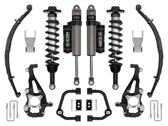 ICON 2021-2023 Ford F-150 4WD, 3.5-4.5" Lift, Stage 2 Suspension System, Tubular UCA w/ Leaf Pack...