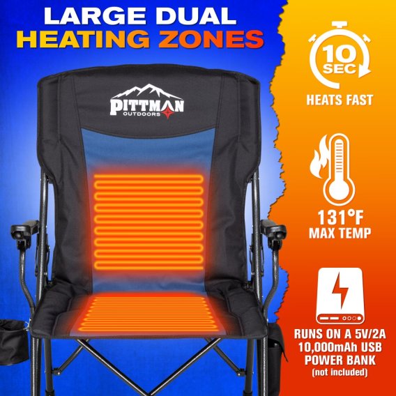 Pittman Outdoors Heated Camping Chair - Black/Blue