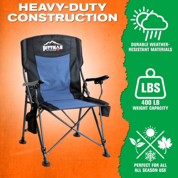 Pittman Outdoors Heated Camping Chair - Black/Blue