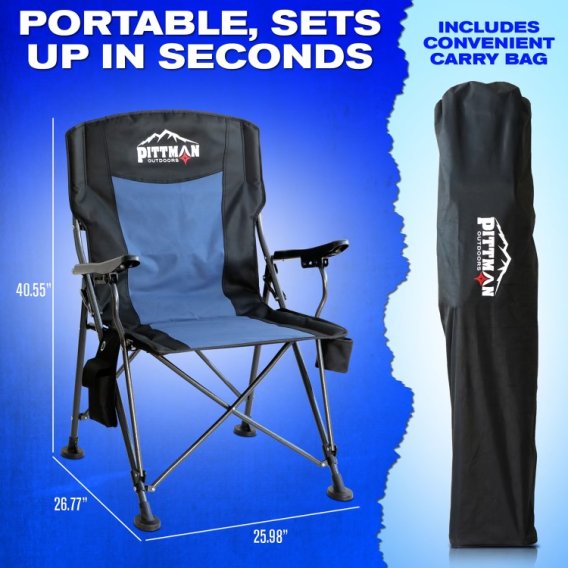 Pittman Outdoors Heated Camping Chair - Black/Blue