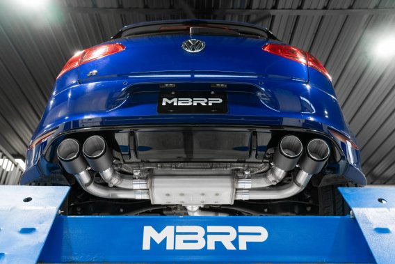 2015-21VW Golf R T304 Stainless Steel 3 inch Cat-Back Active Quad Rear Exit with Carbon Fiber Tip...
