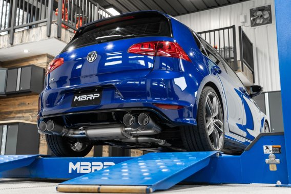 2015-21VW Golf R T304 Stainless Steel 3 inch Cat-Back Active Quad Rear Exit with Carbon Fiber Tip...