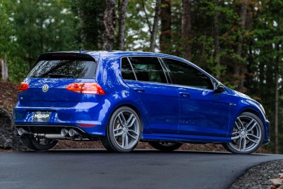 2015-21VW Golf R T304 Stainless Steel 3 inch Cat-Back Active Quad Rear Exit with Carbon Fiber Tip...