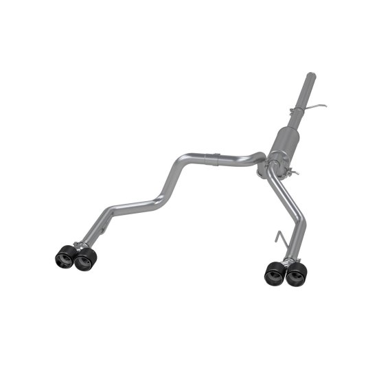 3.0 inch Cat-Back 2.5 inch Dual Split Rear Quad Carbon Fiber Tips 4.0 inch OD Dual Out 19-24 Silv...