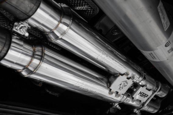 2021-Up RAM TRX T304 Stainless Steel 3 Inch Cat-Back Dual Split Rear with Carbon Fiber Tips Race ...