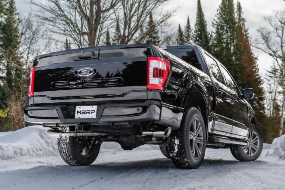 21-Up Ford F-150 T409 Stainless Steel 3 Inch Cat-Back 2.5 Inch Dual Split Side Exhaust System MBR...