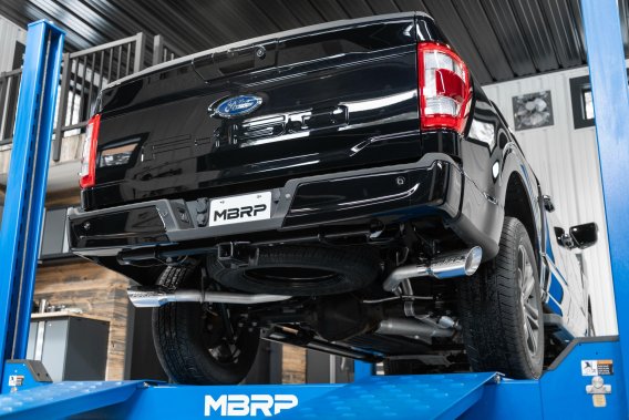 21-Up Ford F-150 T409 Stainless Steel 3 Inch Cat-Back 2.5 Inch Dual Split Side Exhaust System MBR...