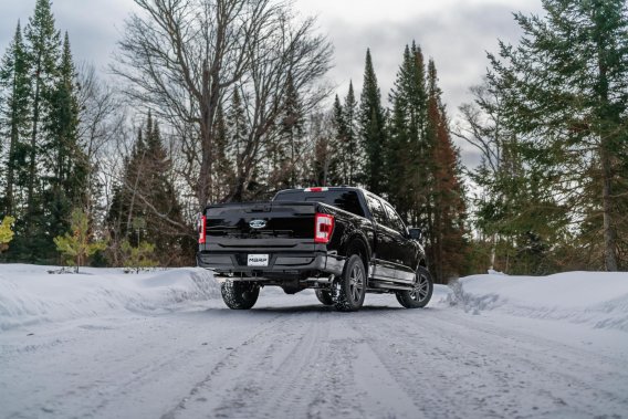 21-Up Ford F-150 T409 Stainless Steel 3 Inch Cat-Back 2.5 Inch Dual Split Side Exhaust System MBR...
