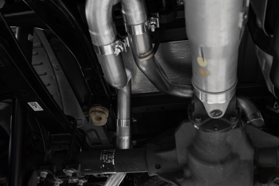 21-Up Ford F-150 T409 Stainless Steel 3 Inch Cat-Back 2.5 Inch Dual Split Rear Exhaust System MBR...