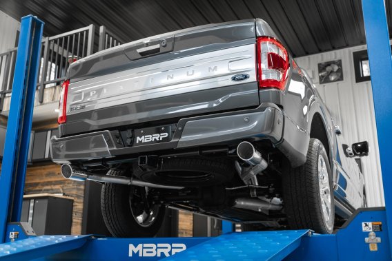 21-Up Ford F-150 Black Coated Aluminized Steel 3 Inch Cat-Back 2.5 Inch Dual Split Rear Exhaust S...