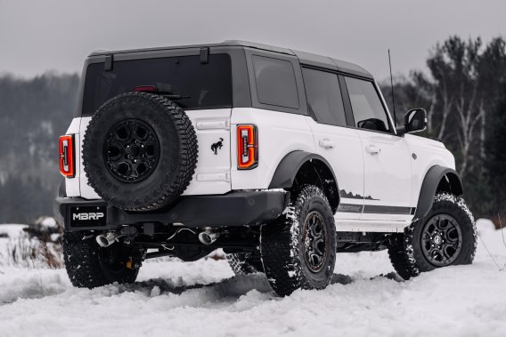 21-Up Ford Bronco 2.3L/2.7L EcoBoost 2/4-Door Black-Coated Aluminized Steel 3 Inch Cat-Back Dual ...