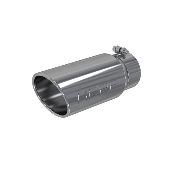 Exhaust Tail Pipe Tip 5 Inch O.D. Angled Rolled End 4 Inch Inlet 12 Inch Length T304 Stainless St...
