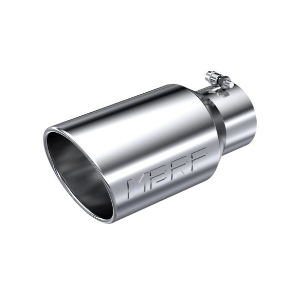 Exhaust Tail Pipe Tip 6 Inch O.D. Angled Rolled End 4 Inch Inlet 12 Inch Length T304 Stainless St...