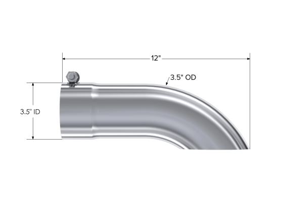 Exhaust Tail Pipe Tip 3.5 Inch O.D. Turn Down 3.5 Inch Inlet 12 Inch Length T304 Stainless Steel ...