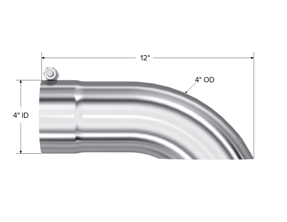 Exhaust Tail Pipe Tip 4 Inch O.D. Turn Down 4 Inch Inlet 12 Inch Length T304 Stainless Steel MBRP