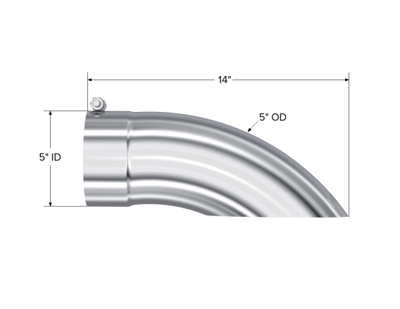Exhaust Tail Pipe Tip 5 Inch O.D. Turn Down 5 Inch Inlet 14 Inch Length T304 Stainless Steel MBRP