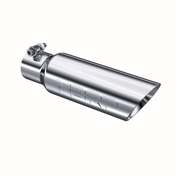 Exhaust Tail Pipe Tip 3 1/2 Inch O.D. Dual Wall Angled 2 1/2 Inch Inlet 12 Inch Length T304 Stain...