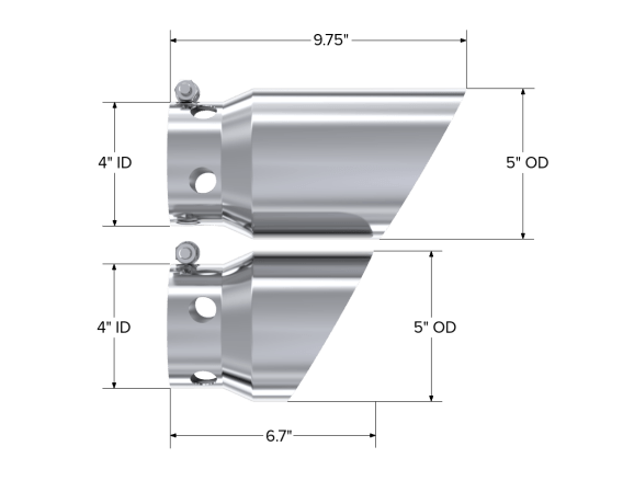 4 Inch Inlet 5 Inch Tip Cover Set-6 3/4 Inch And 9 3/4 Inch Length T304 Stainless Steel MBRP