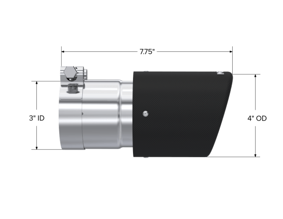 Exhaust Tip 4 Inch O.D. Dual Wall Angled 3 Inch Inlet 7.7 Inch Length Carbon Fiber MBRP