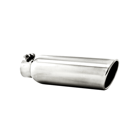 3.5 Inch OD 2.25 Inch Inlet 12 Inch Length Angled Cut Rolled End Clampless-No Weld T304 Stainless...