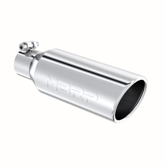 4 Inch OD 2.5 Inch Inlet 12 Inch Length Exhaust Tail Pipe TipAngled Cut Rolled End Clampless-No W...