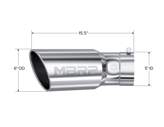 2015-UP Chevrolet/ GMC 2500/ 3500 Duramax Exhaust Tip 6 Inch O.D. Angled Rolled End 5 Inch Inlet ...