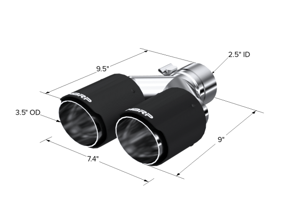 Carbon Fiber Tip 2.5 Inch ID Dual 3.5 Inch OD Out 9.45 Inch Length Dual Wall MBRP