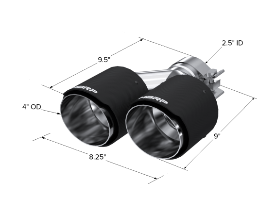 Carbon Fiber Tip 2.5 Inch ID Dual 4 Inch OD Out 9.50 Inch Length Dual Wall MBRP