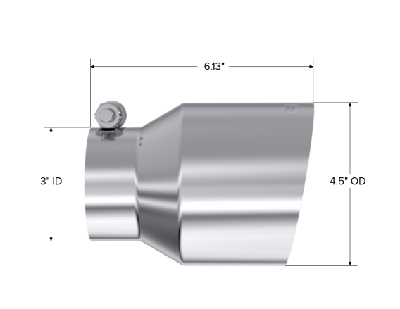 3 Inch Inlet 4.5 Inch OD Out 6.13 Inch Length Angle Cut Universal Tail Pipe Tip T304 Stainless St...