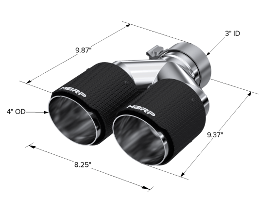 Carbon Fiber Tip 3.0 Inch ID 4.0 Inch OD Dual Out 9.87 Inch Length Dual Wall MBRP