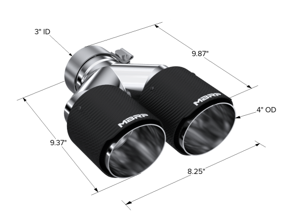 Carbon Fiber Tip 3.0 Inch ID 4.0 Inch OD Dual Out 9.87 Inch Length Dual Wall MBRP
